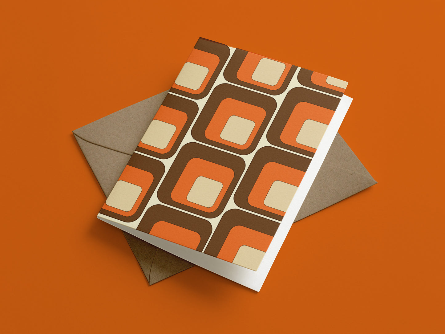 Retro Boxed Card Set - Brown and Orange Squares
