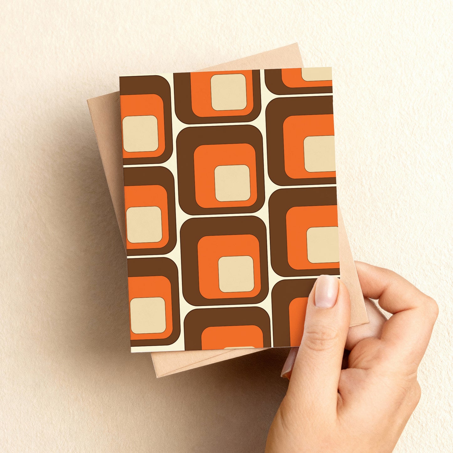 Brown and Orange Squares Art Card