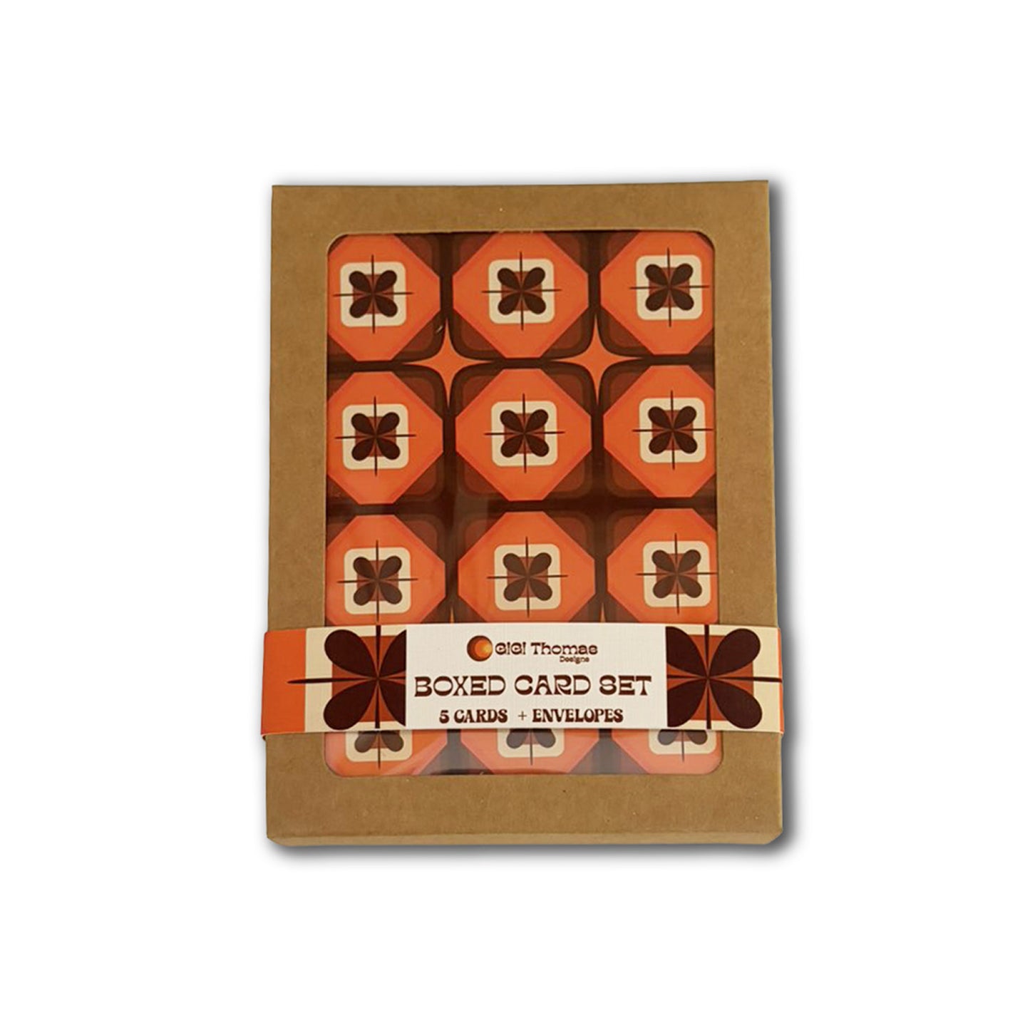Retro Boxed Card Set - Squares and Flowers