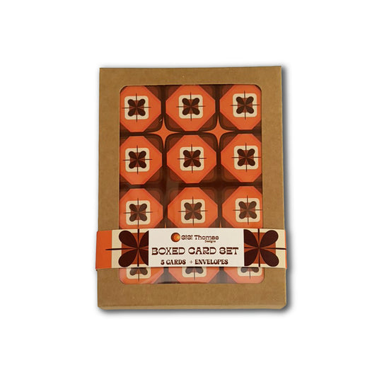 Retro Boxed Card Set - Squares and Flowers