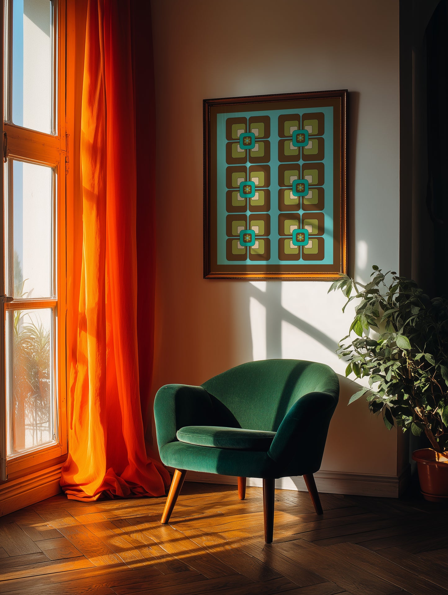 Green Squares Print
