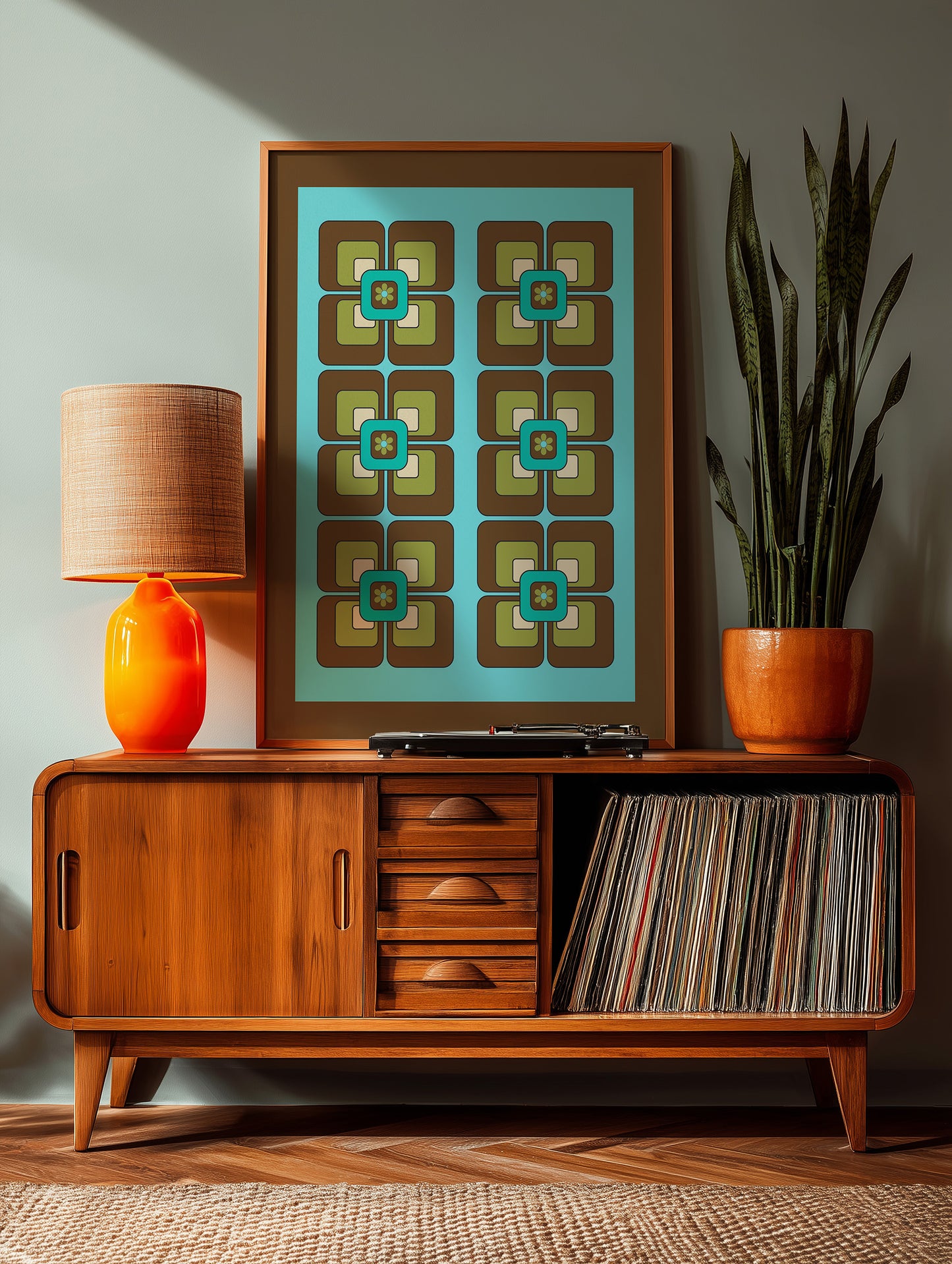 Green Squares Print
