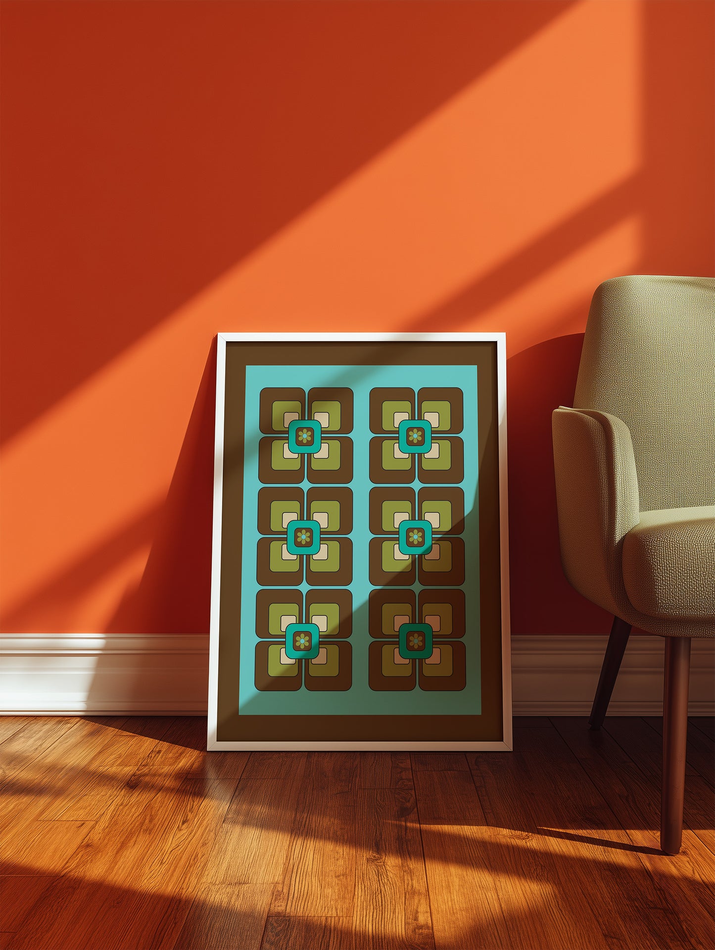 Green Squares Print