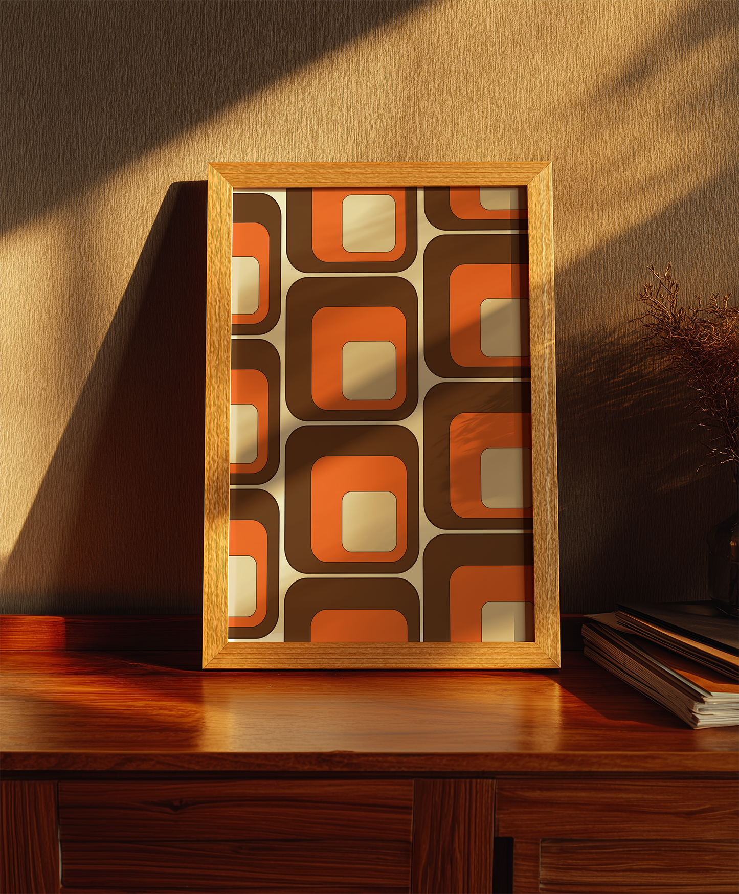 Brown and Orange Squares Print