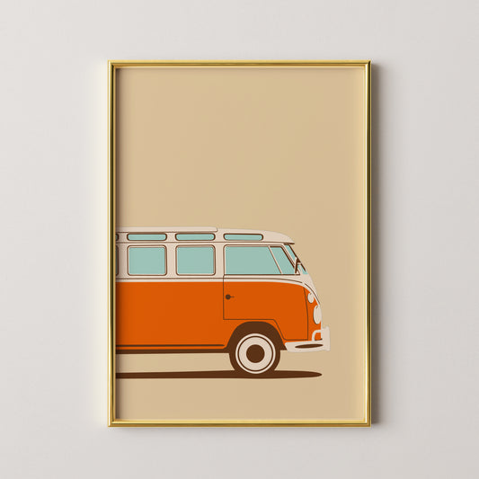 Orange Retro Bus Print
